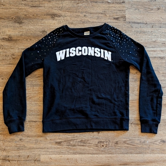 PINK Victoria's Secret Tops - victoria secret PINK Wisconsin Bejeweled sweatshirt